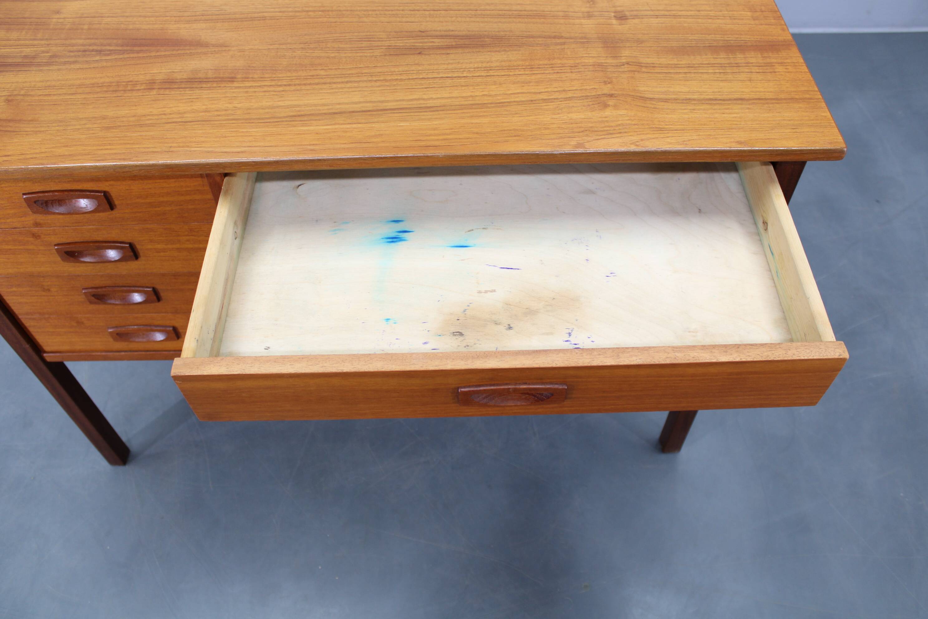 Mid-century Danish freestanding teak writing desk