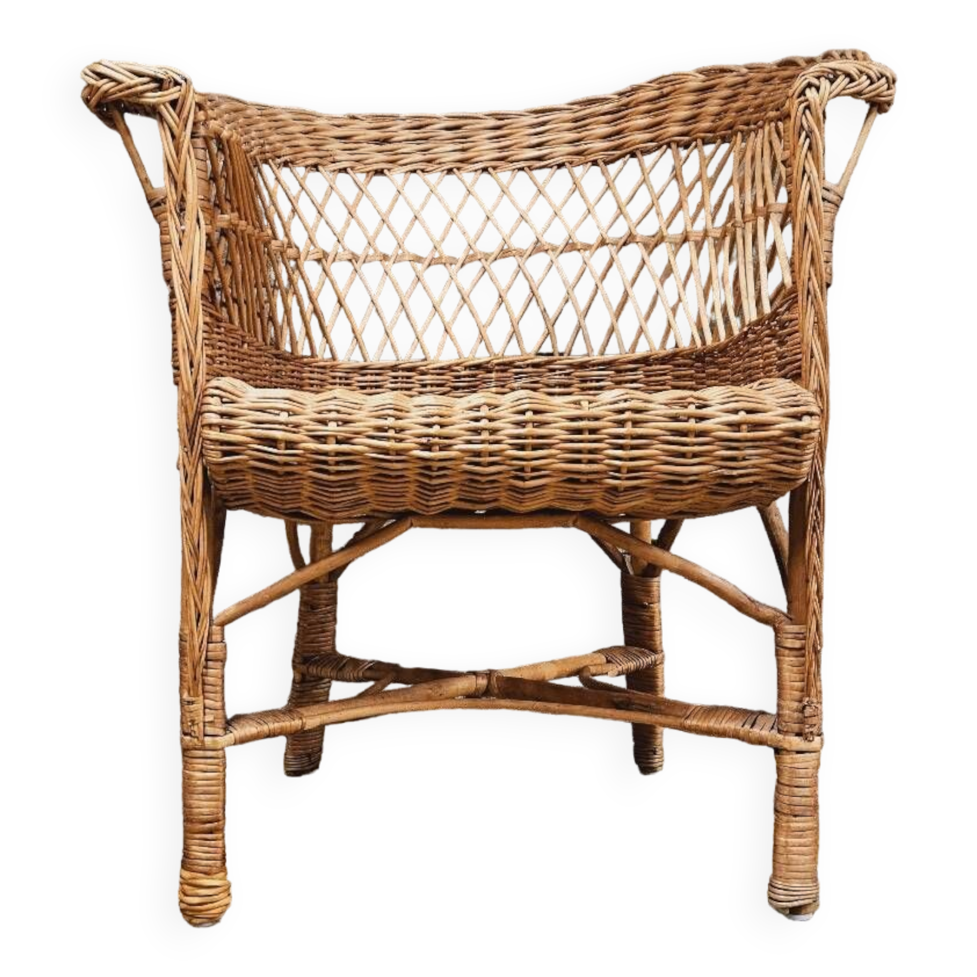 Vintage 1960s wicker rattan armchair