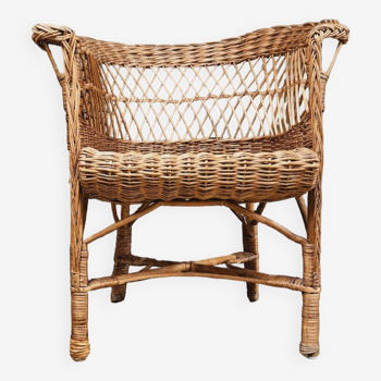 Vintage 1960s wicker rattan armchair