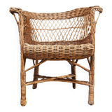 Fauteuil osier rotin 1960 vintage