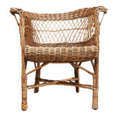 Fauteuil osier rotin 1960 vintage