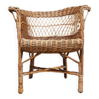 Vintage 1960s wicker rattan armchair