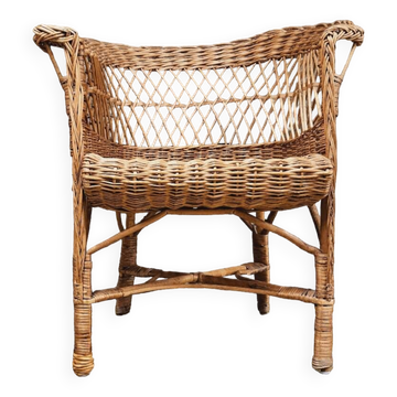 Vintage 1960s wicker rattan armchair