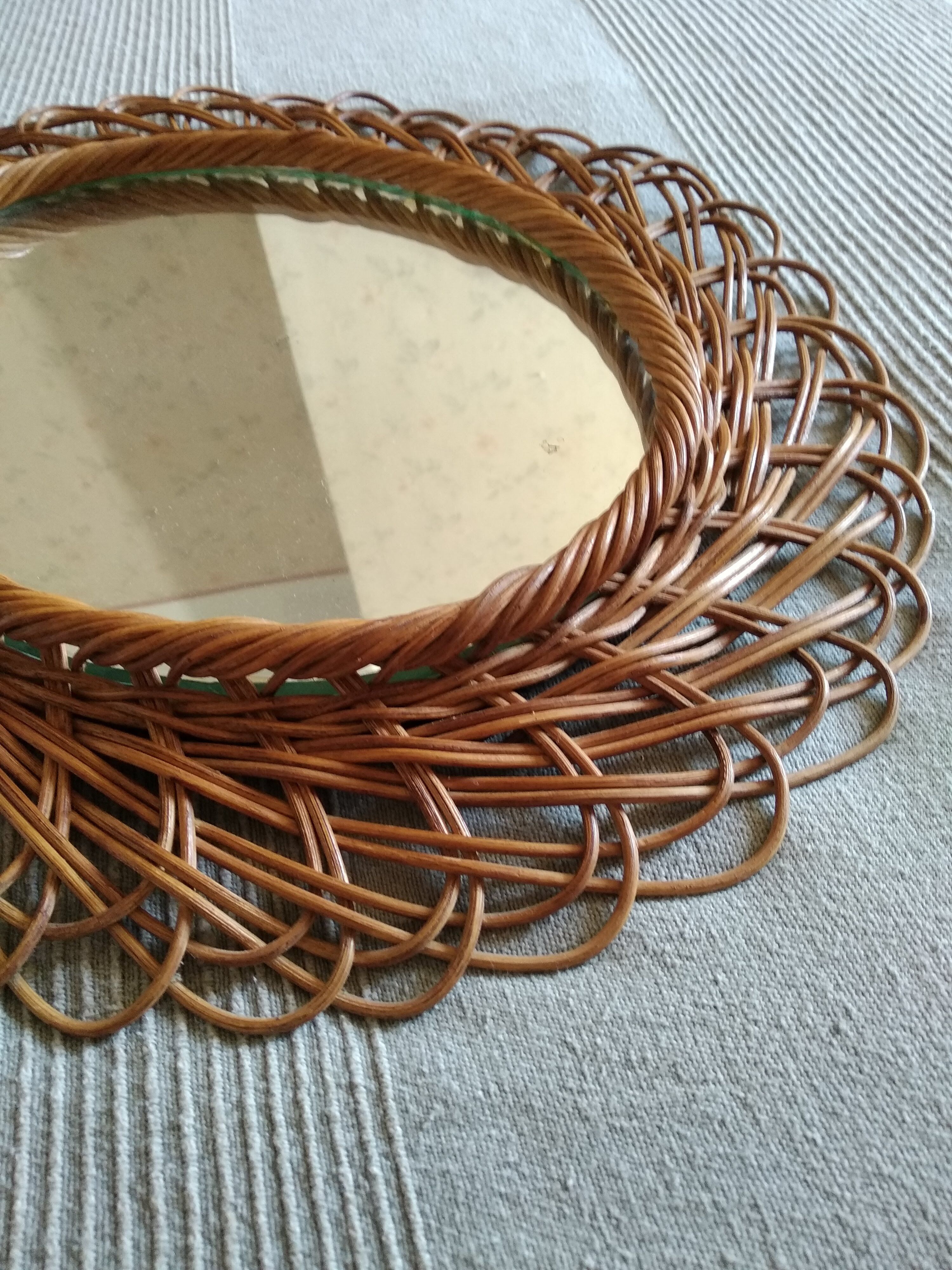 Oval rattan mirror 60s