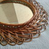 Oval rattan mirror 60s