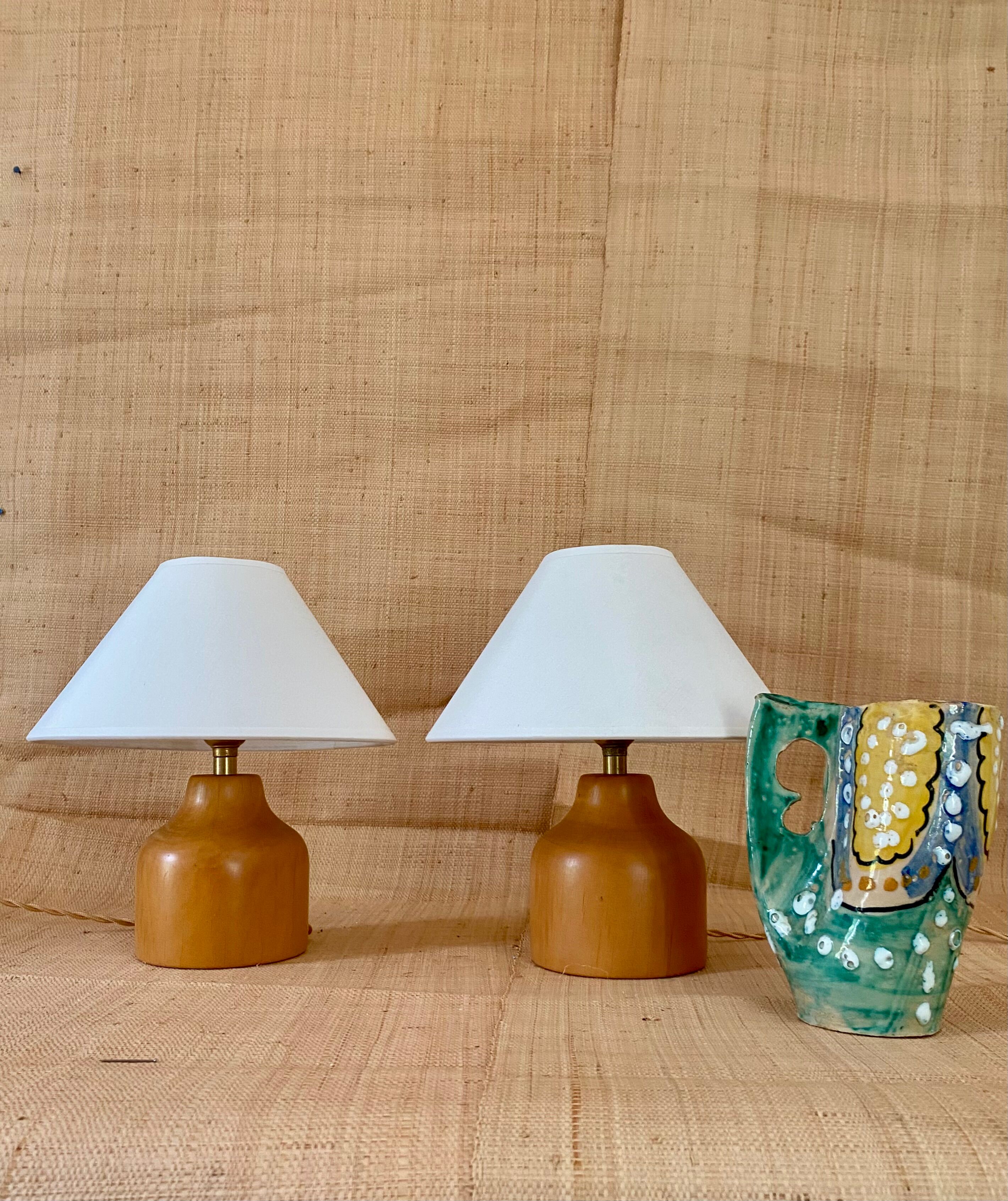 Two Danish lamps, 2x2 m of fabric cables, cotton shades.