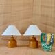 Two Danish lamps, 2x2 m of fabric cables, cotton shades.