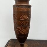 Turned and carved wooden vase, mid-20th century