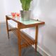 Vintage houten side table met mintgroen formica blad