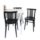 Lot de 3 chaises bistrot vintage bois courbé, style café viennois 60s