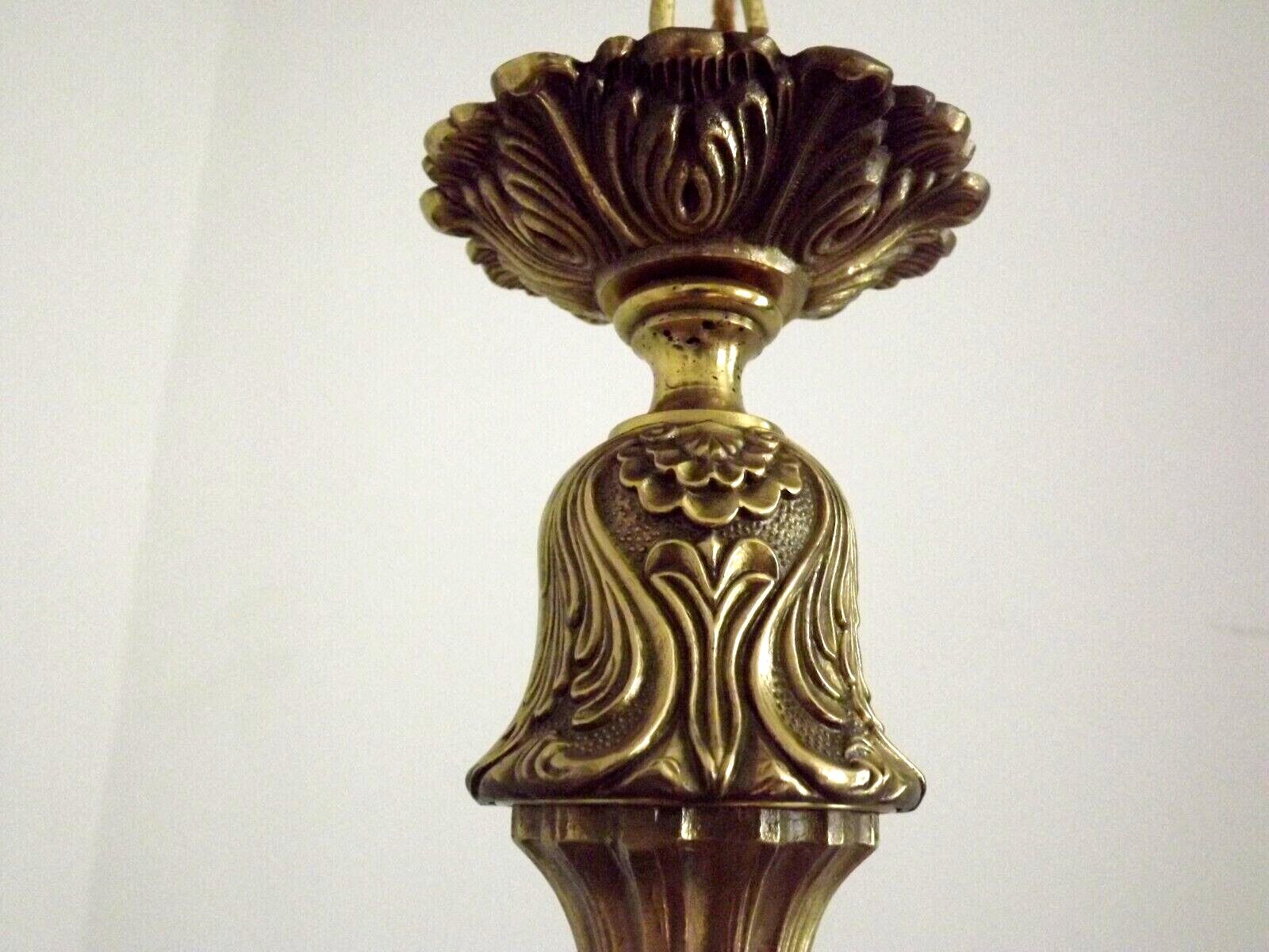 Vintage french bronze 5 light chandelier with leaf detail 3936