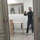 Wardrobe 3 doors, 3 drawers Louis XVI style patinated