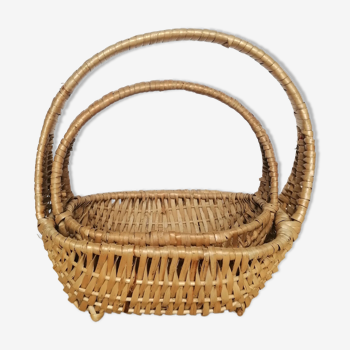 Two baskets made of woven rattan wicker