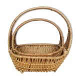 Two baskets made of woven rattan wicker