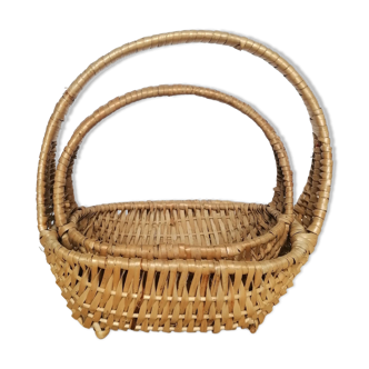 Two baskets made of woven rattan wicker