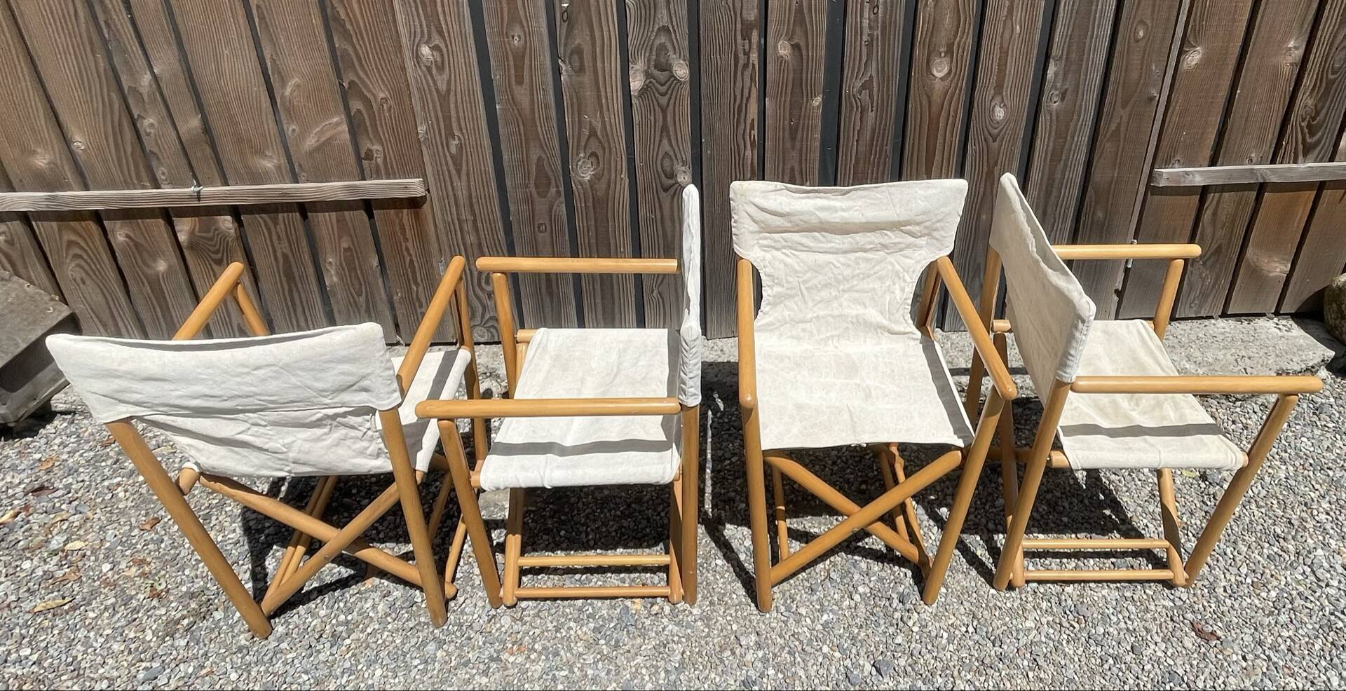 4 mid-century safari folding chairs