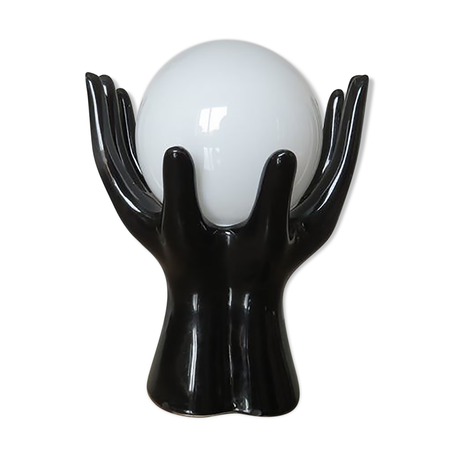 Black ceramic lamp in the shape of hands 70s