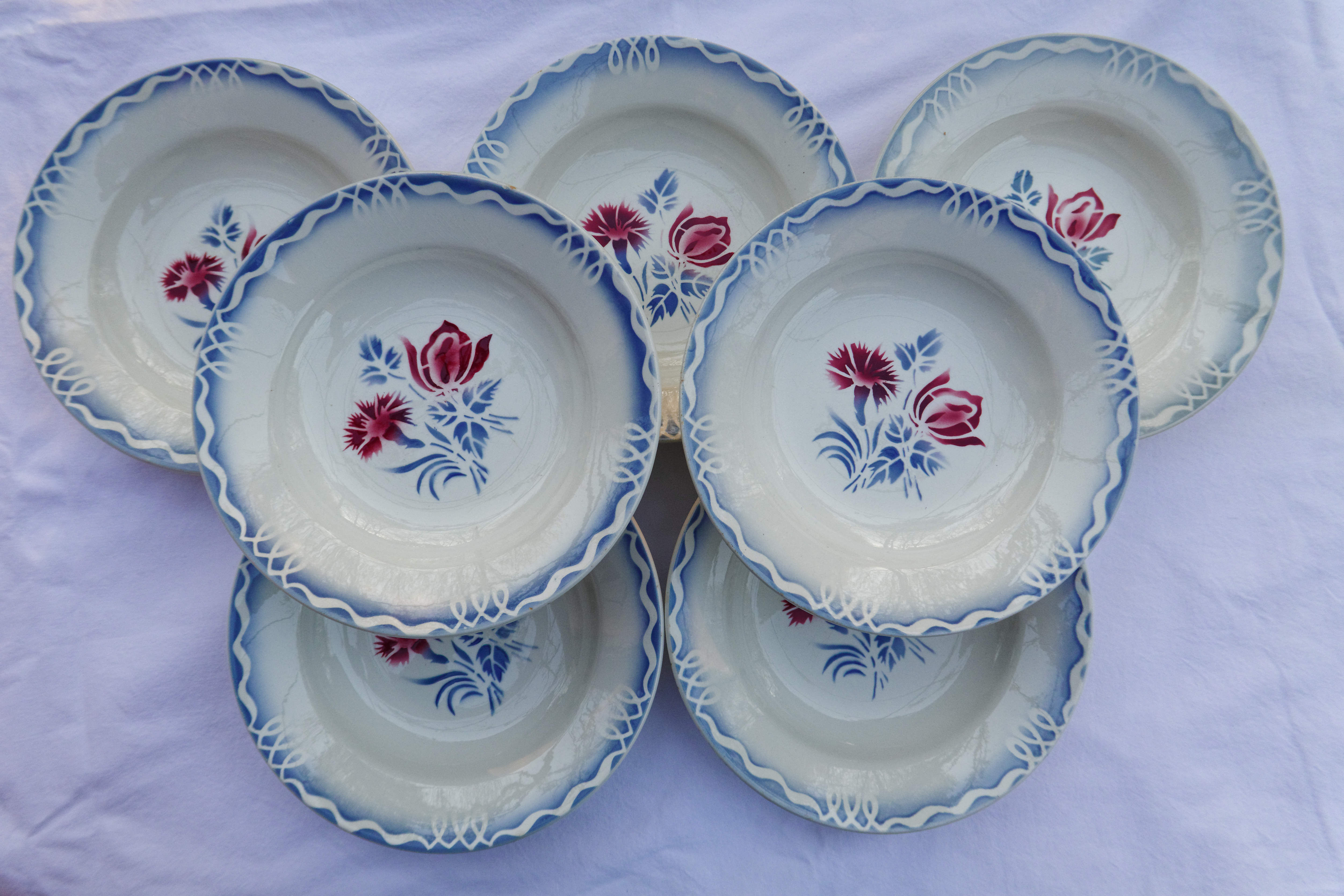 Lot 6 old plates Sarreguemines DIGOIN juliette collection