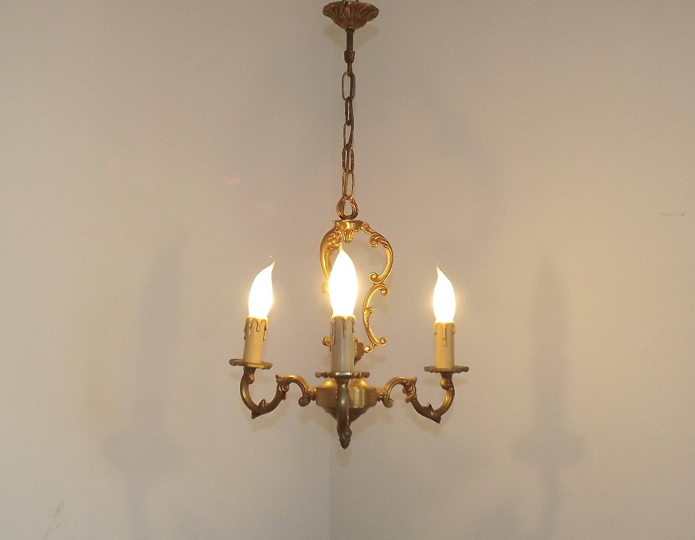French Art Nouveau Bronze 3 Light Acanthus Detail Cage Candlestick 5476
