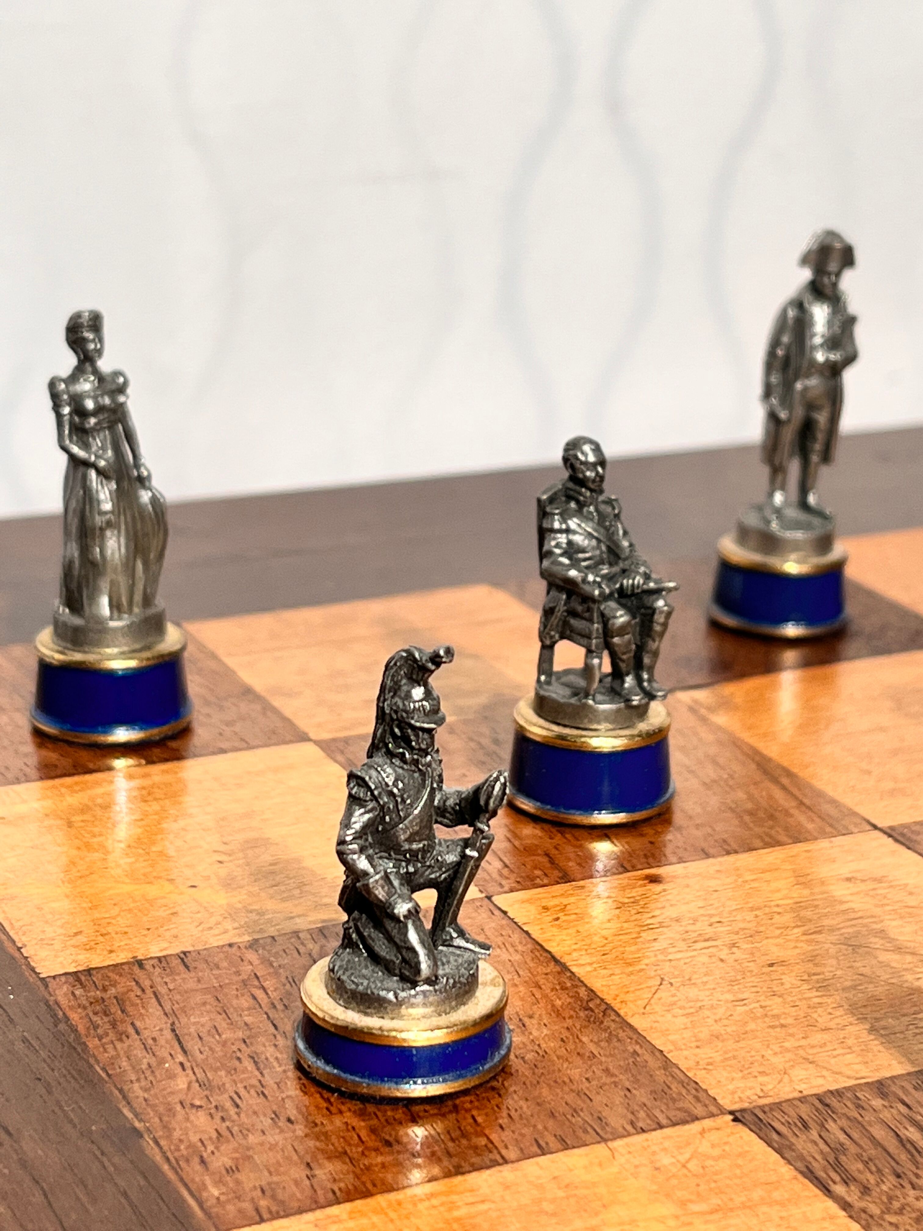 Table game chess vintage Napoleonic pawns metal