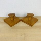 Pair of wooden hooks, wall coat rack