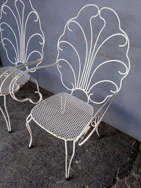 Pair of solid iron garden armchairs ep 1950
