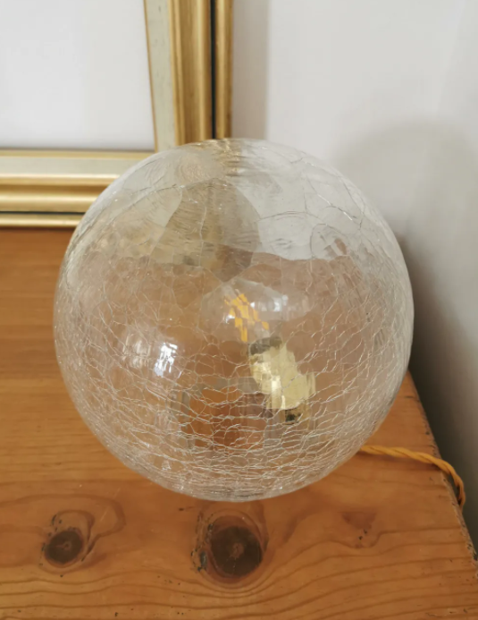 Vintage globe table lamp in molded glass