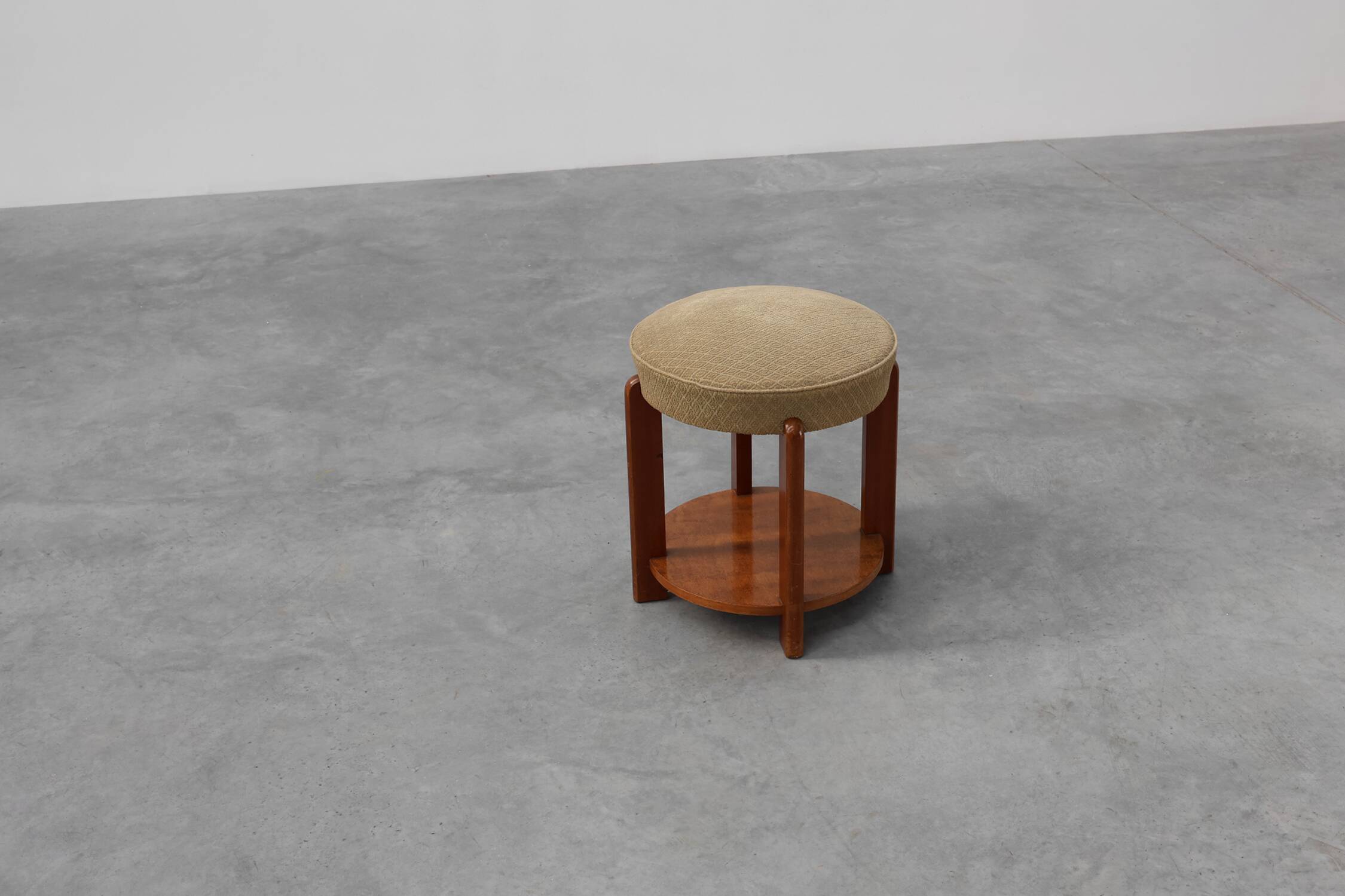 Art Deco stool in wood with original fabric, France ca. 1920