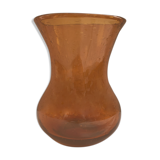 Vase ancien verre bullé orange