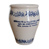 Pot en grès ancien vernissé beige et bleu