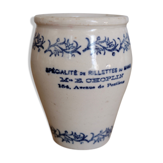 Old sandstone pot glazed beige and blue