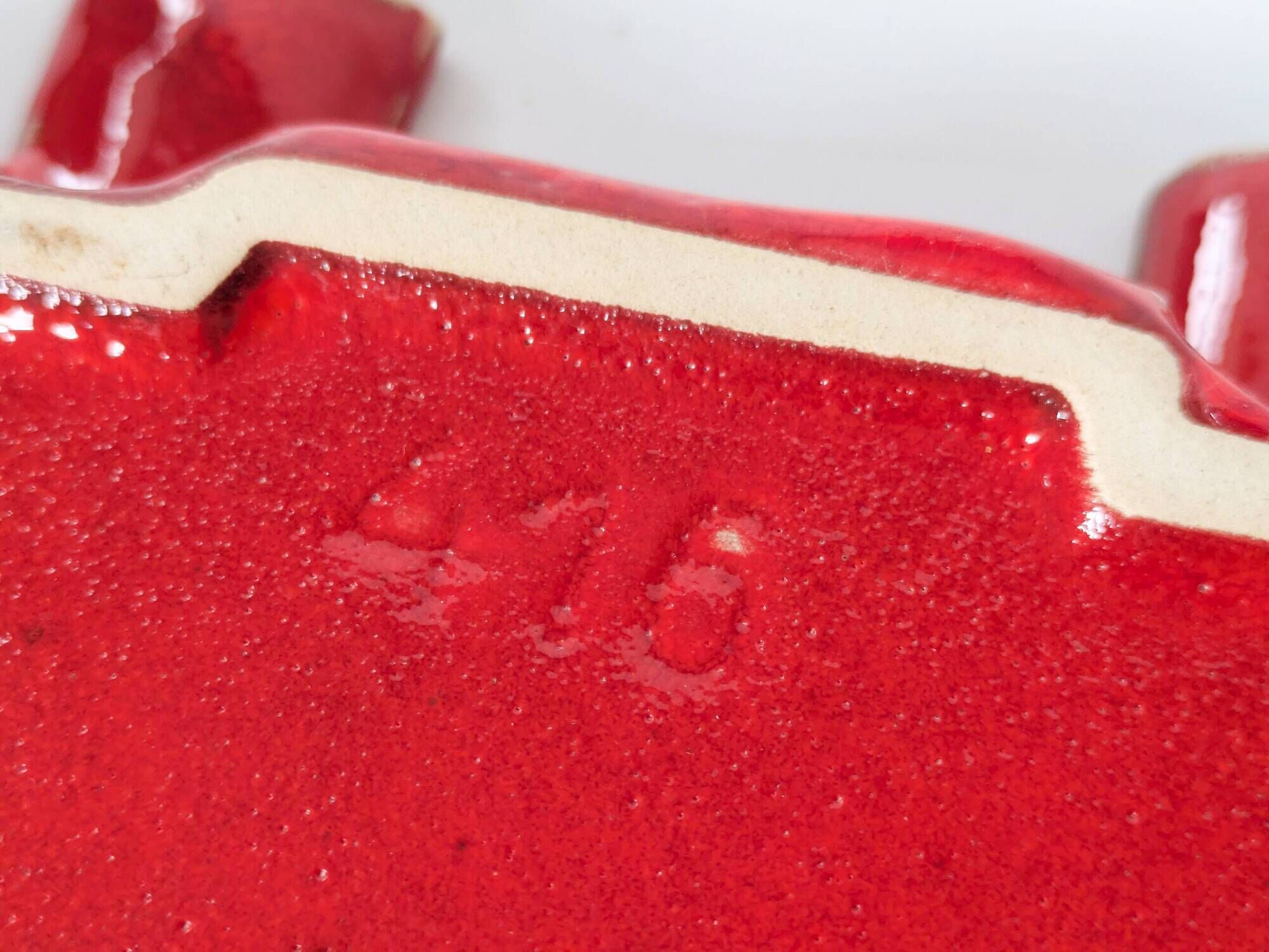 Mid-century ceramic brutalist ashtray catchall fat lava