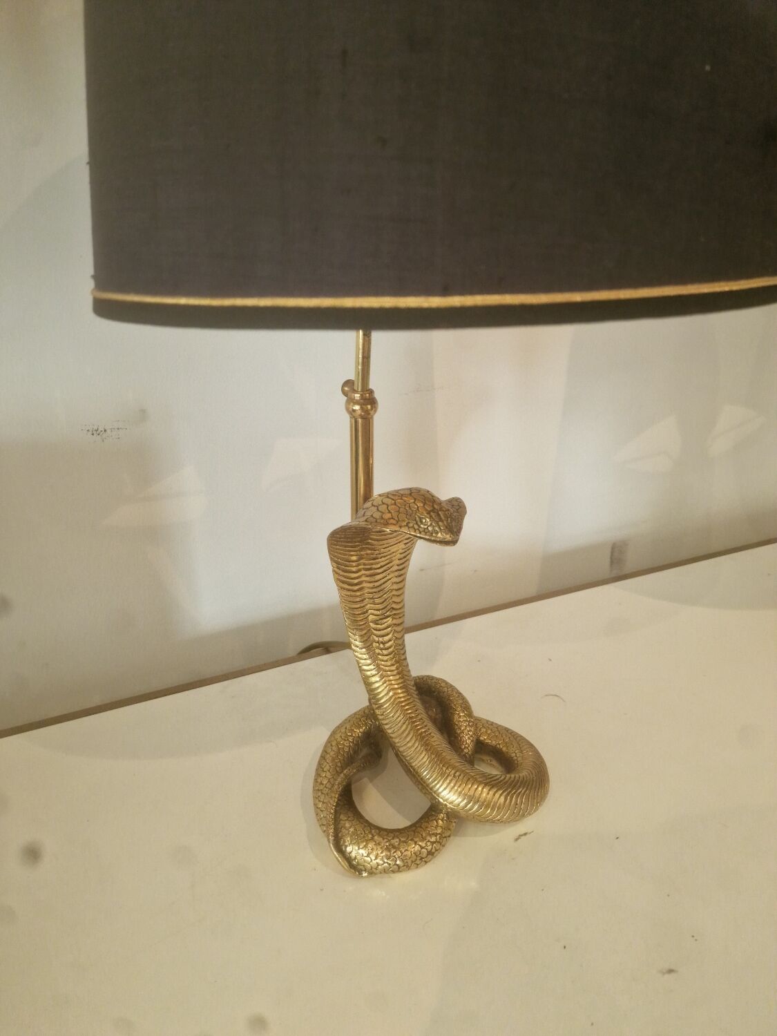 Lampes de table Cobra entièrement en laiton, style Maison Jansen