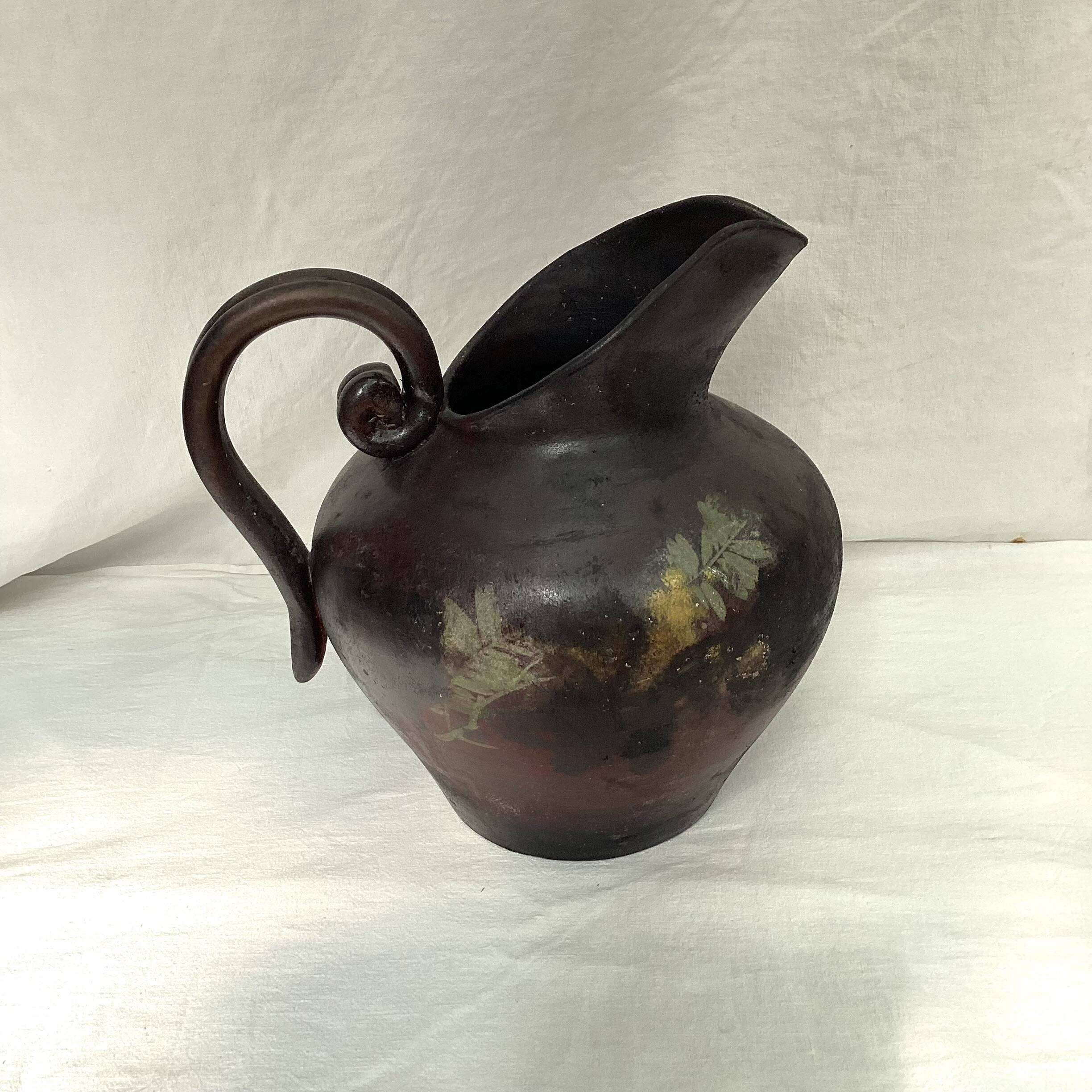 Antique, very large ceramic pitcher signed Vallauris. Dimensions: height - 30cm, maximum diameter - 23cm