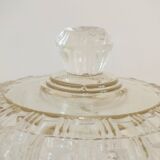 Butter or cheese bell in molded glass and wooden tray