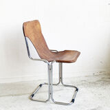 Chair 1960 leather and vintage metal