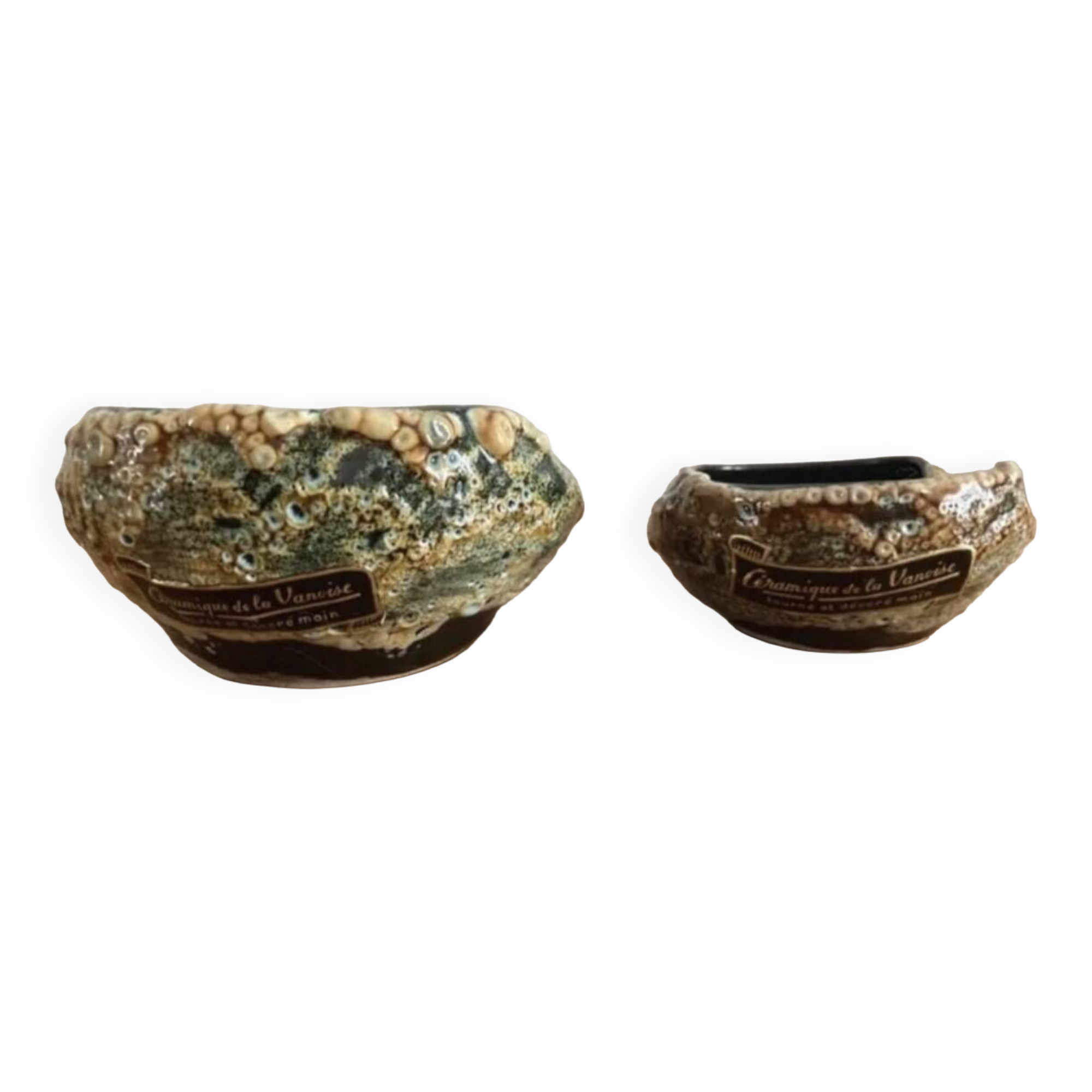 2 vanoise ceramic cups with labels