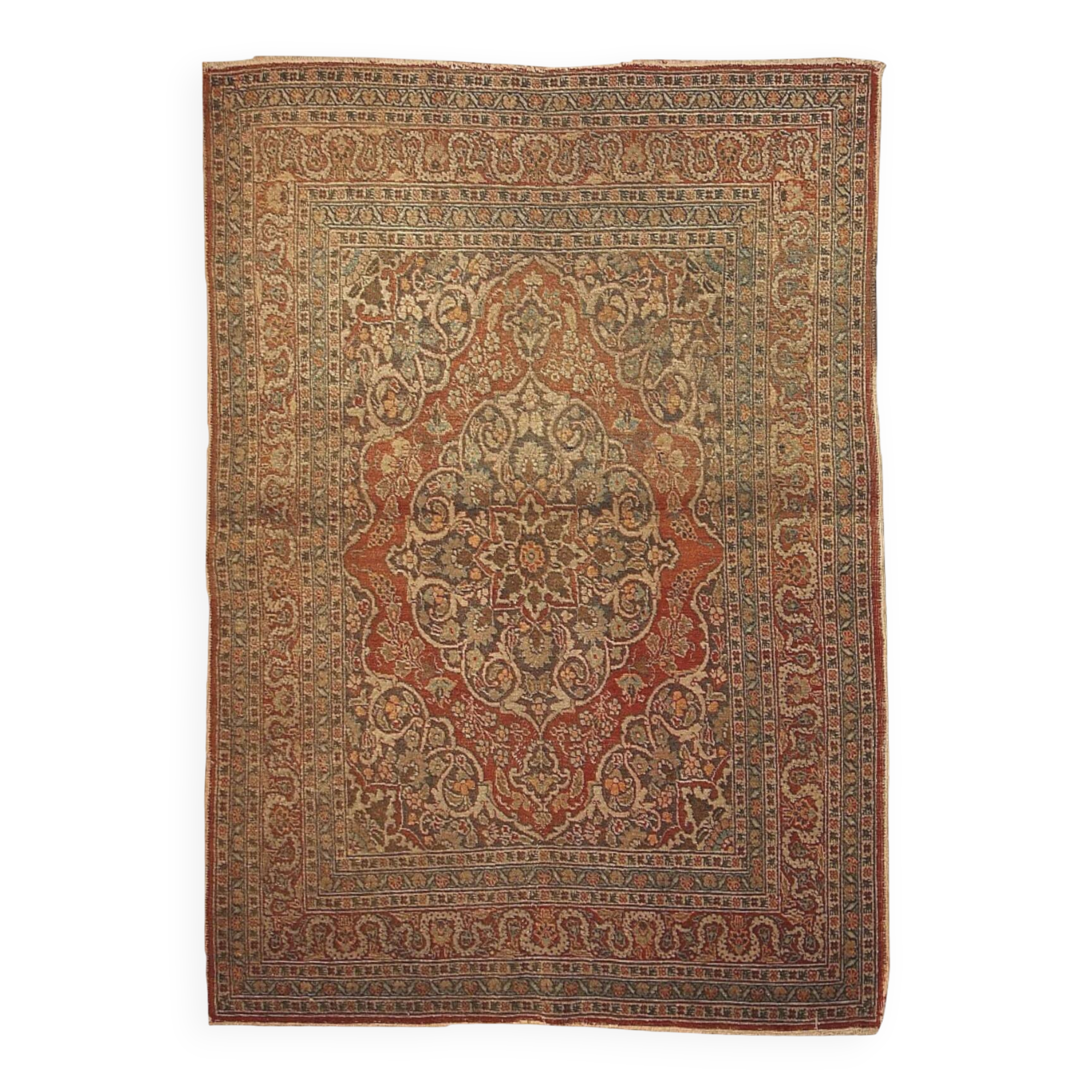 Handmade antique Persian Tabriz rug 128cm x 179cm 1920s - 1B154