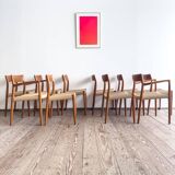 Chaises danoises en teck Mid-Century par Niels O Møller # 77 & 57 Set de 10