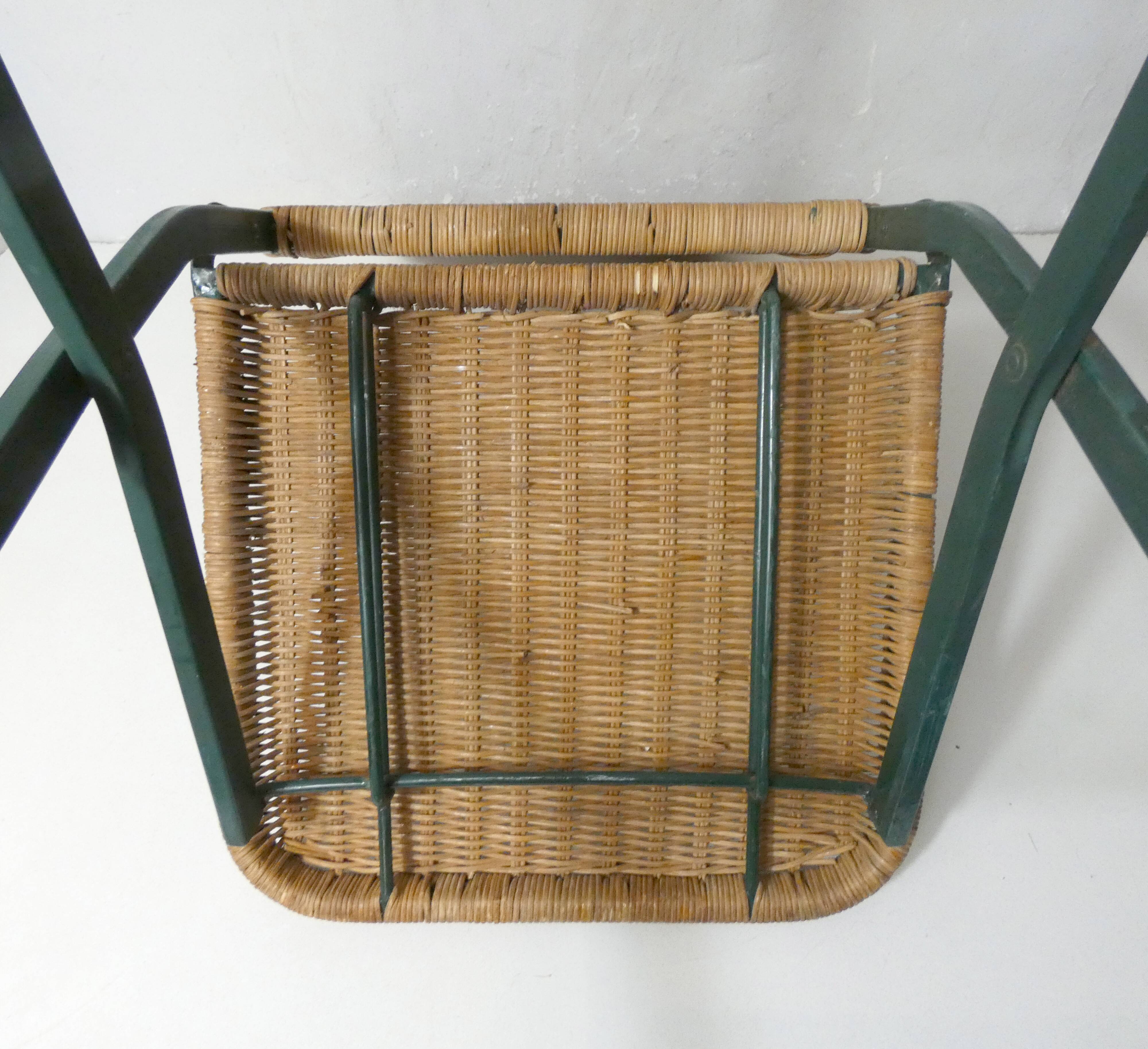 vintage rattan and metal folding chair