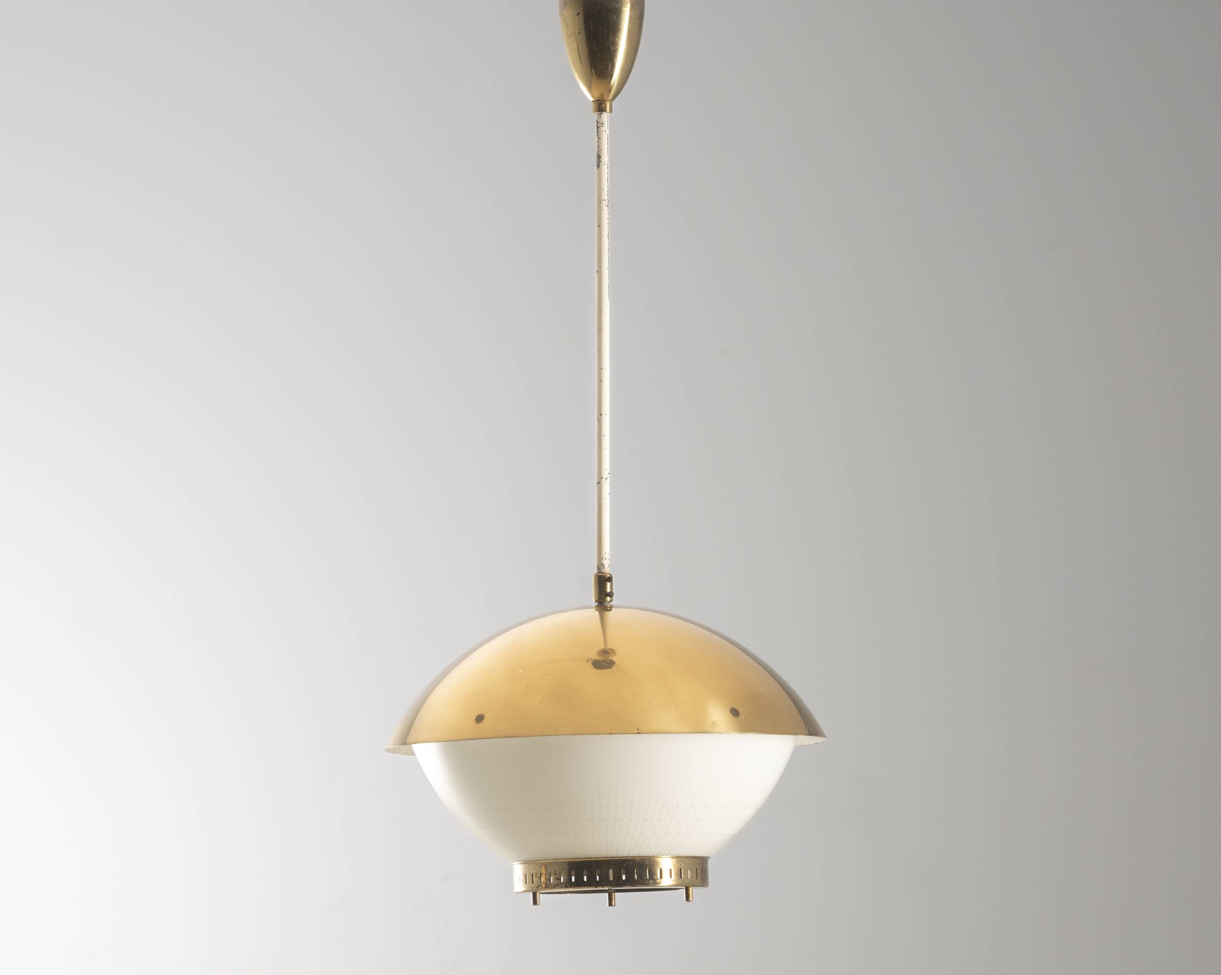Large brass pendant with engraved opaline glass