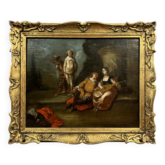 Oil on canvas romantic scene nineteenth century