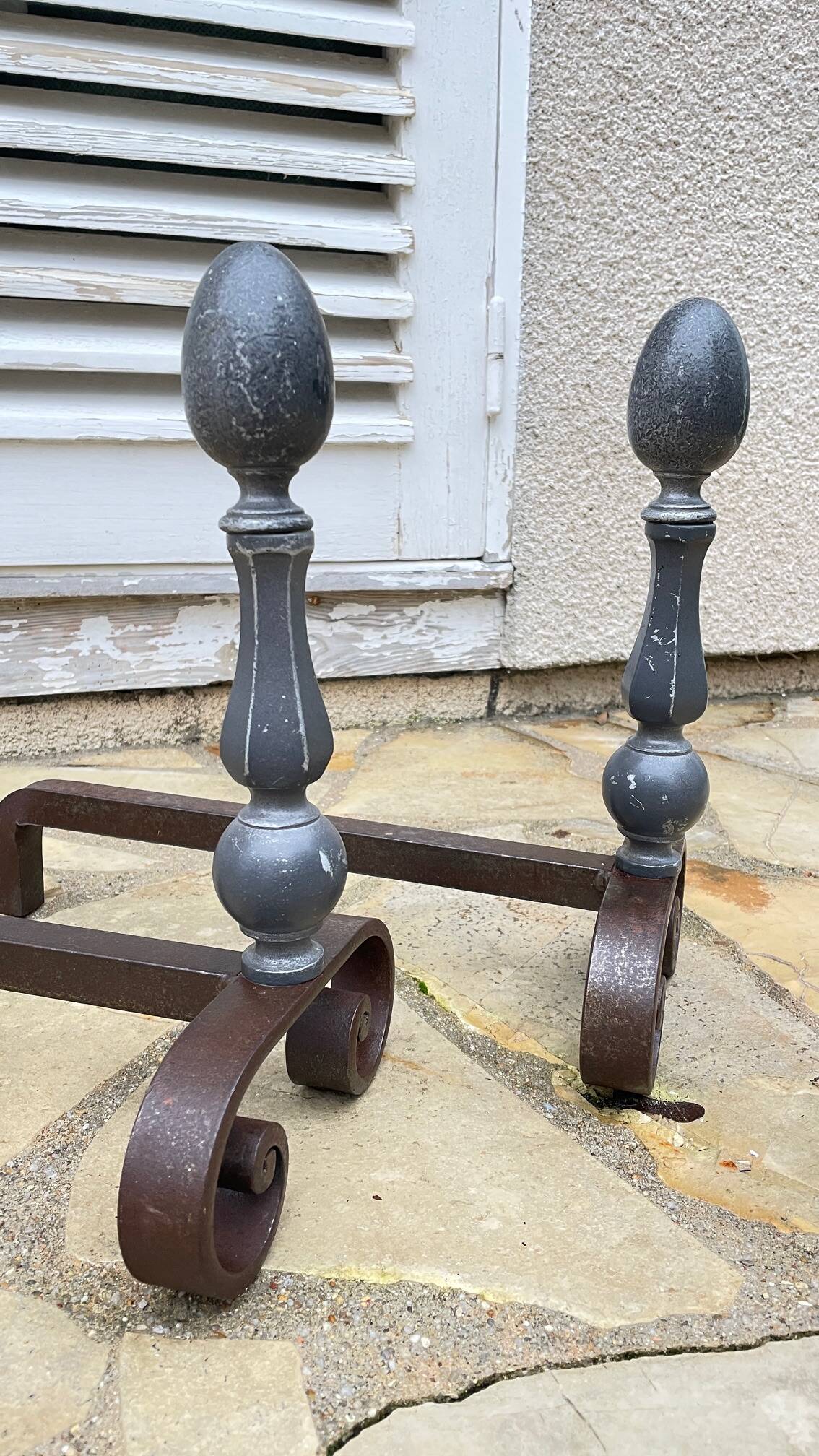 Paire de CHENETS Géométriques VINTAGE