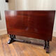 Drop-leaf table in solid mahogany — Restoration style, double column c