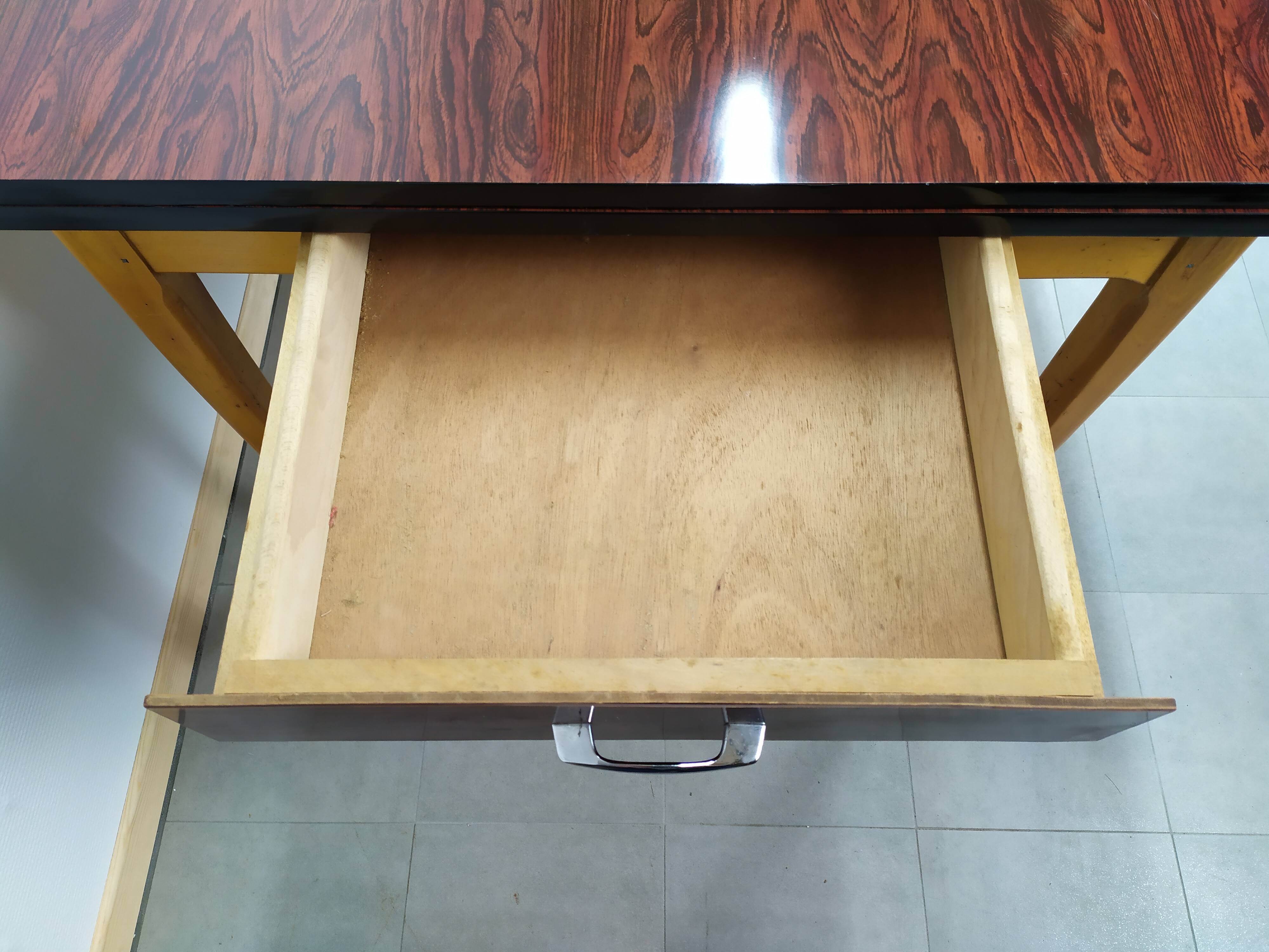 Rare Dining Table Farm Wood and formica Extendable for 10 people year 50 60