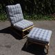 Rattan armchair and its footrest by Audoux & Minet 1950