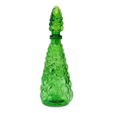 Vintage Green Empoli Bubble Glass Genie Bottle/carafe
