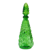 Bouteille/carafe Genie en verre à bulles vert Empoli vintage