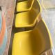 Waiting bench, vintage yellow banquette