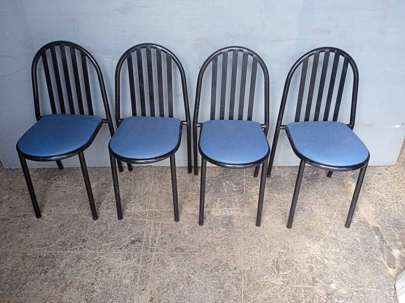 Lot de 4 chaises Malle Stevens metal epoque 1980